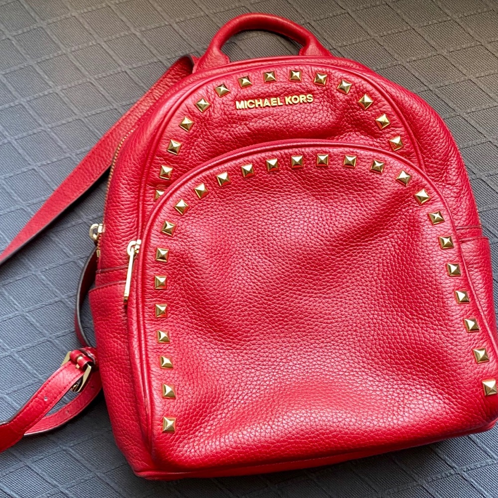 Michael Kors Red Leather Studded Backpack